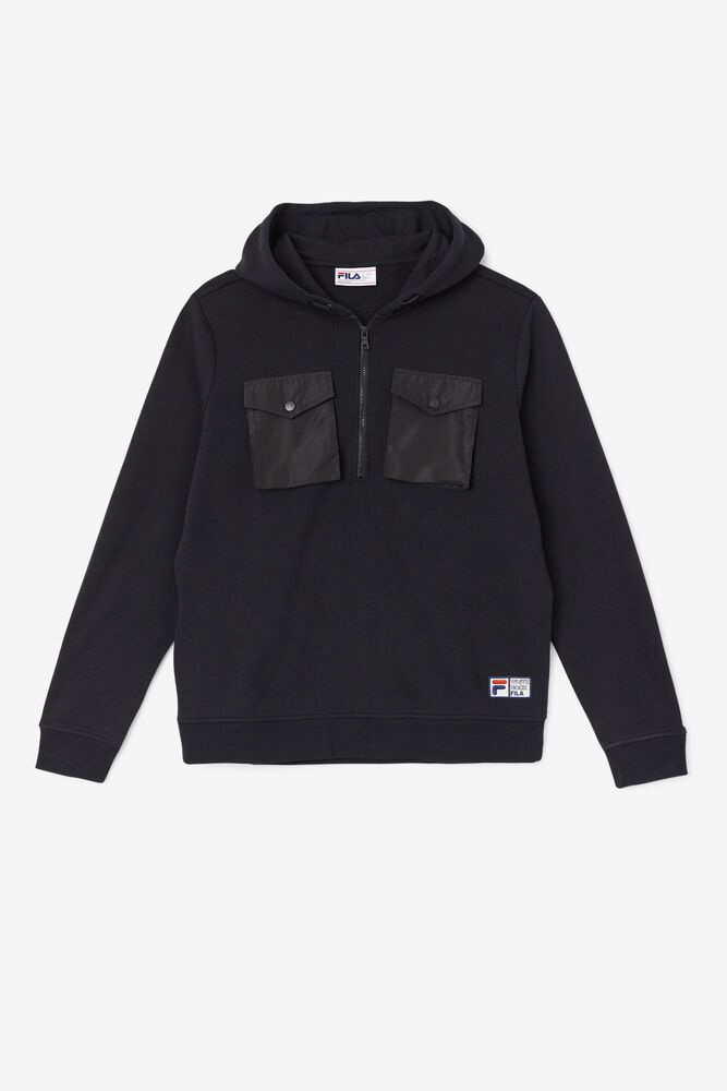 Fila Hoodie Mekong Mens Black - India ZSN-379128